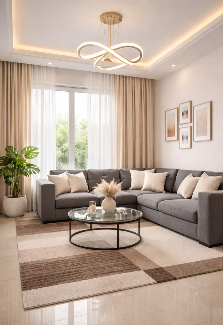 Cortinas instaladas en una sala residencial moderna