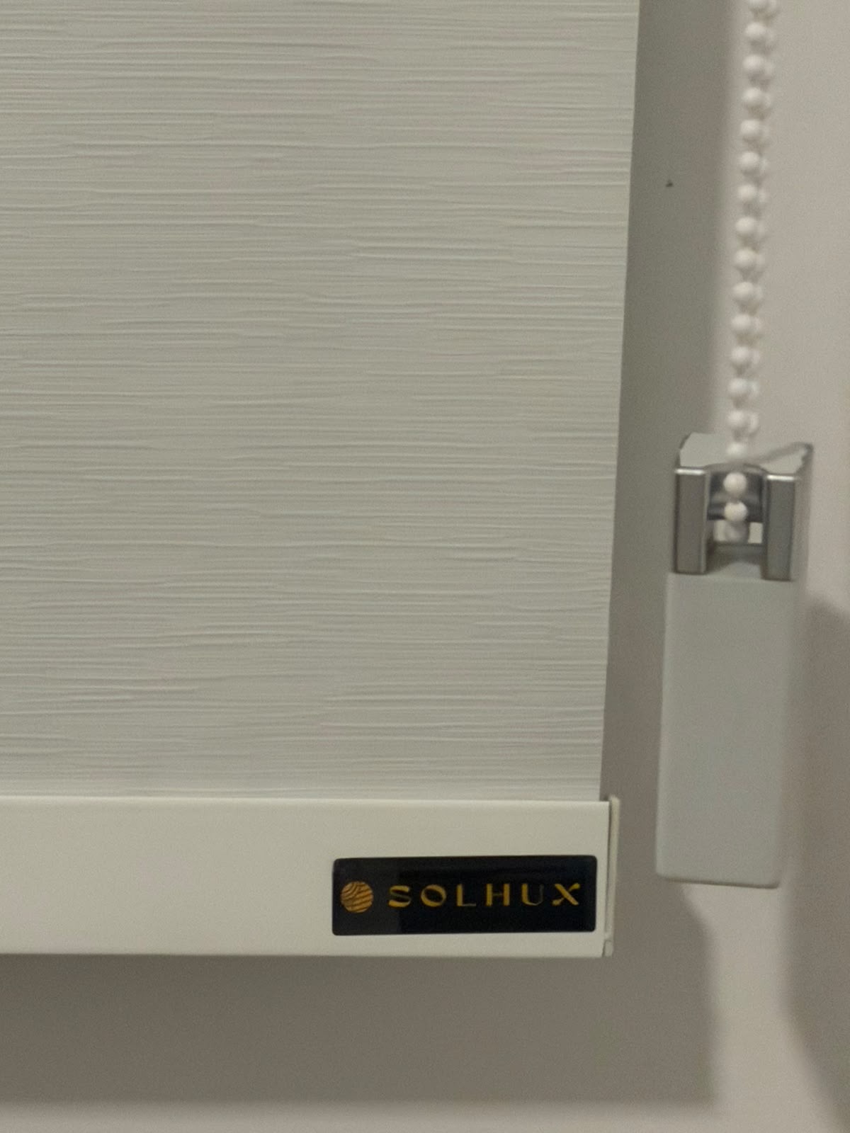 Detalle real de mecanismo y tela SOLHUX